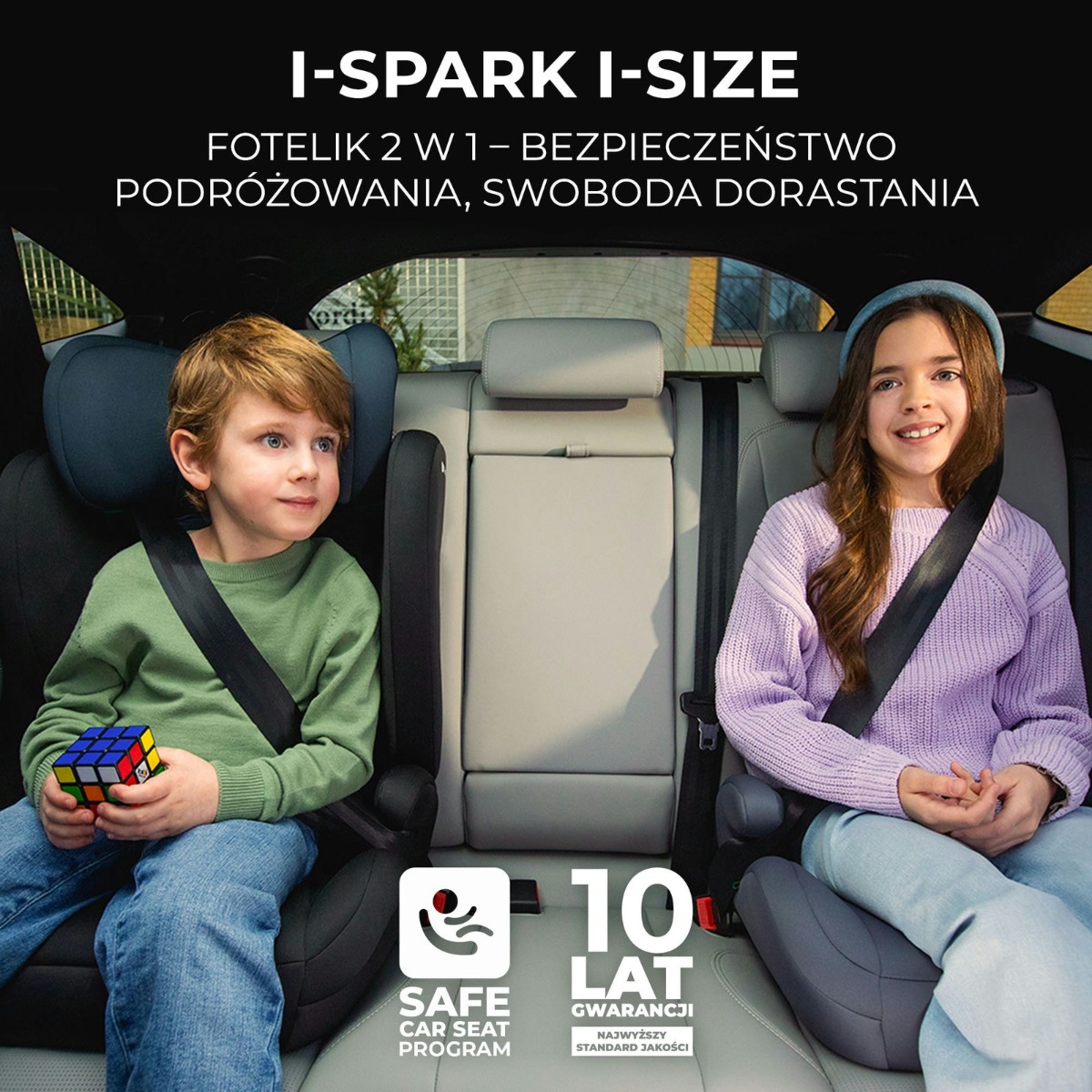 Fotelik samochodowy 2w1 I-SPARK i-Size czarny