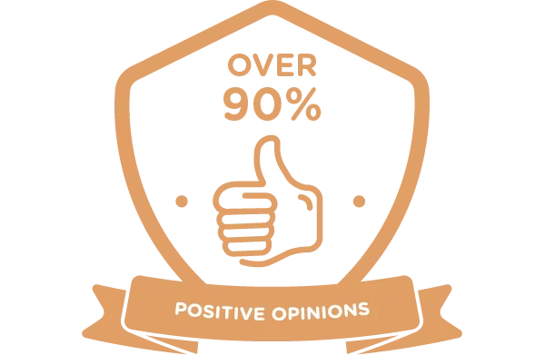 Over 90% positive opinions