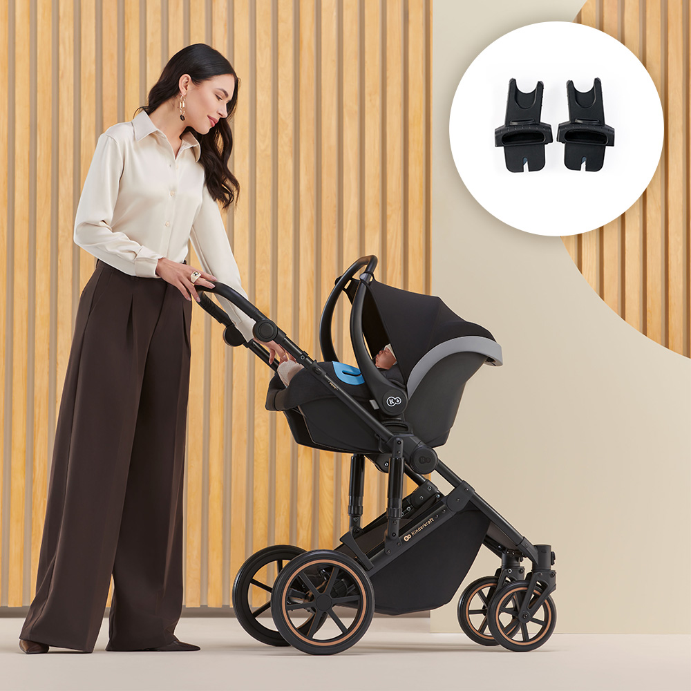 The car seat can be affixed to the pushchair frame
